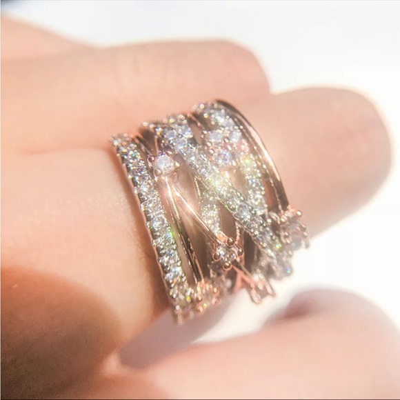 New Unisex 925 Silver Two Tone Diamond Ring - Picture 2 of 6